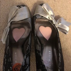 Grey and black lace 5 inch heels.